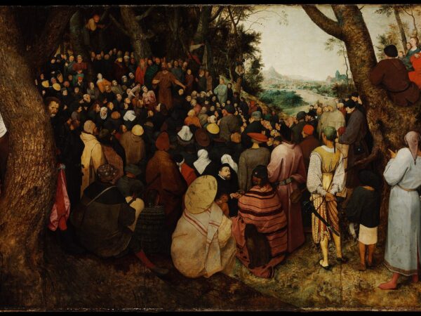 Pieter Bruegel the Elder’s painting of a large crowd gathered in a wooded clearing to hear John the Baptist preach