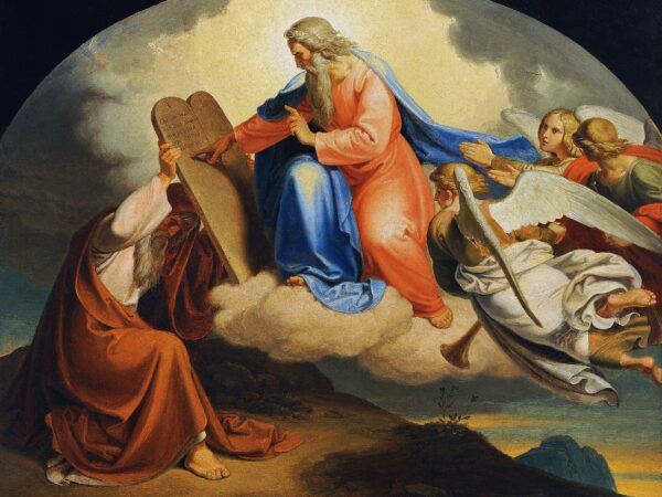 Joseph von Führich’s painting of God writing the Ten Commandments on two stone tablets for Moses on Mount Sinai