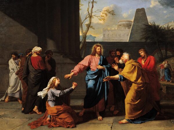 Jean Germain Drouais’s painting of the Canaanite woman kneeling before Christ as the disciples look on