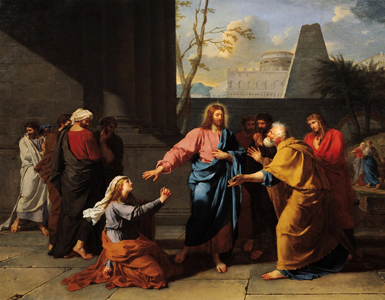 Jean Germain Drouais’s painting of the Canaanite woman kneeling before Christ as the disciples look on