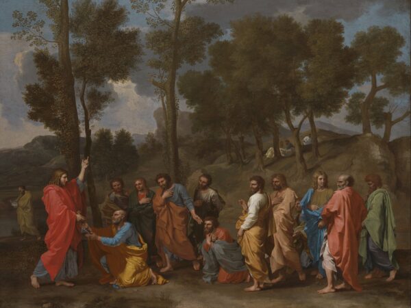 Nicolas Poussin’s painting of Christ giving the keys to Saint Peter before the other apostles