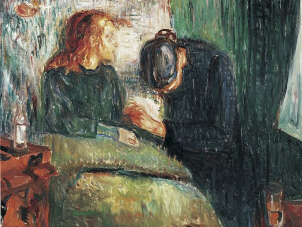 Edvard Munch’s painting of a pale sick girl propped on a pillow beside a grieving woman