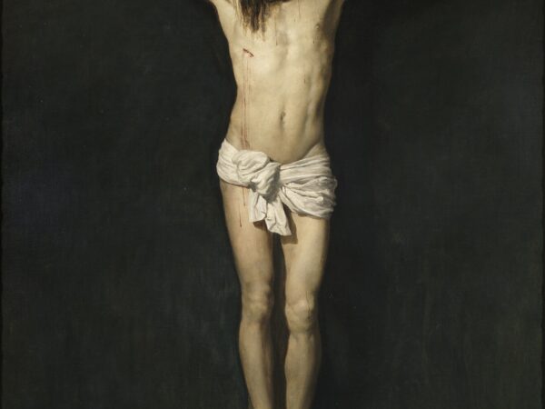 Diego Velázquez’s painting of the crucified Christ, head bowed, against a dark background