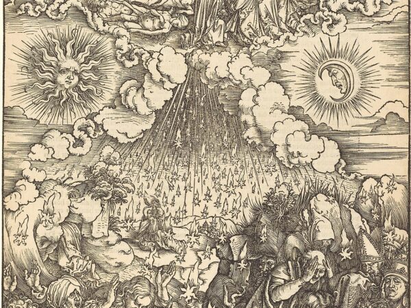 Albrecht Dürer’s woodcut of the opening of the fifth and sixth seals, with martyrs beneath the altar and stars falling from the sky