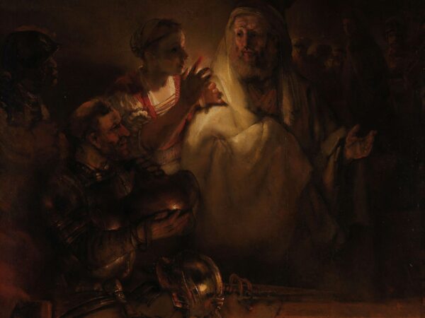 Rembrandt’s painting of the apostle Peter denying Jesus before a servant girl