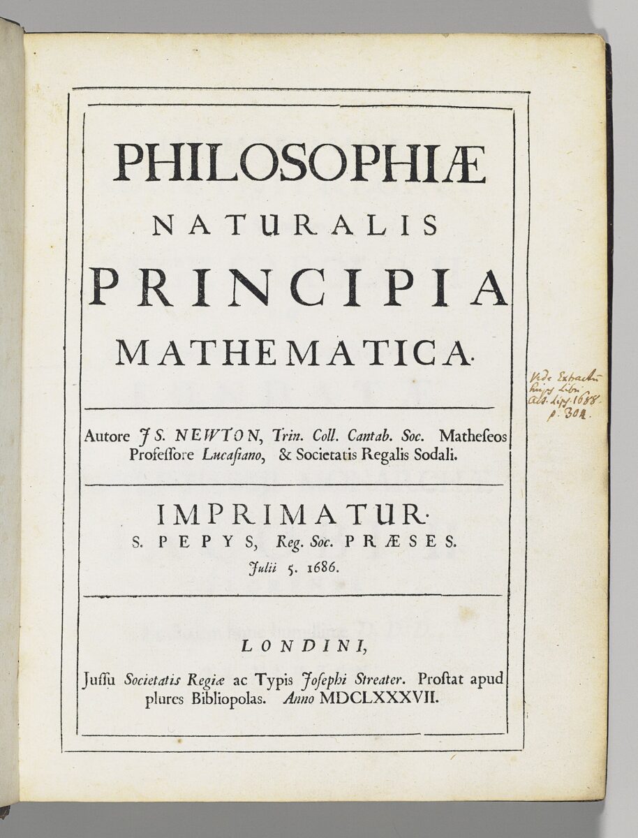 The title page of Isaac Newton’s Principia Mathematica, 1687