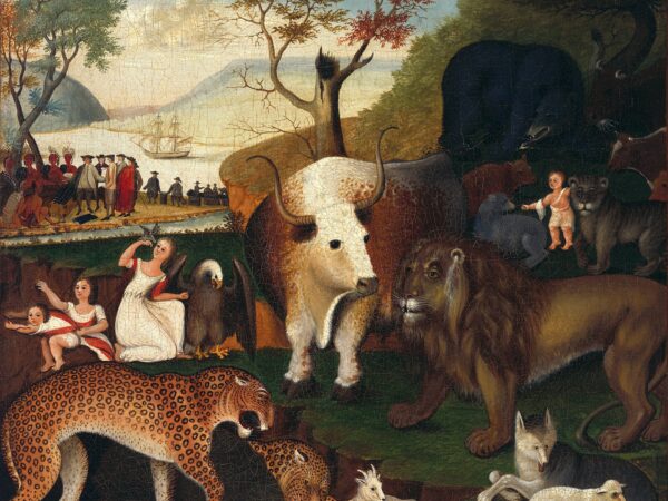 Edward Hicks’s painting The Peaceable Kingdom, a little child standing among wild and tame animals