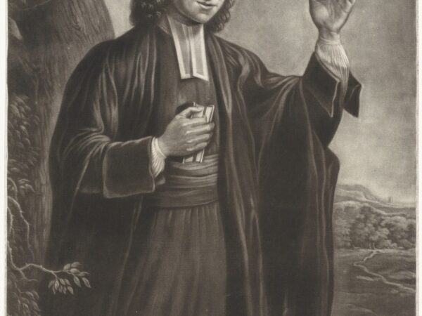 An engraved portrait of John Wesley, founder of Methodism