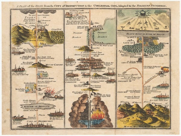 A Plan of the Road From the City of Destruction to the Celestial City, Adapted to The Pilgrim's Progress, 1821.