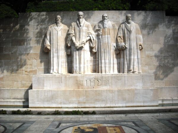 The Reformation Wall in Geneva with the statues of Farel, Calvin, Beza and Knox